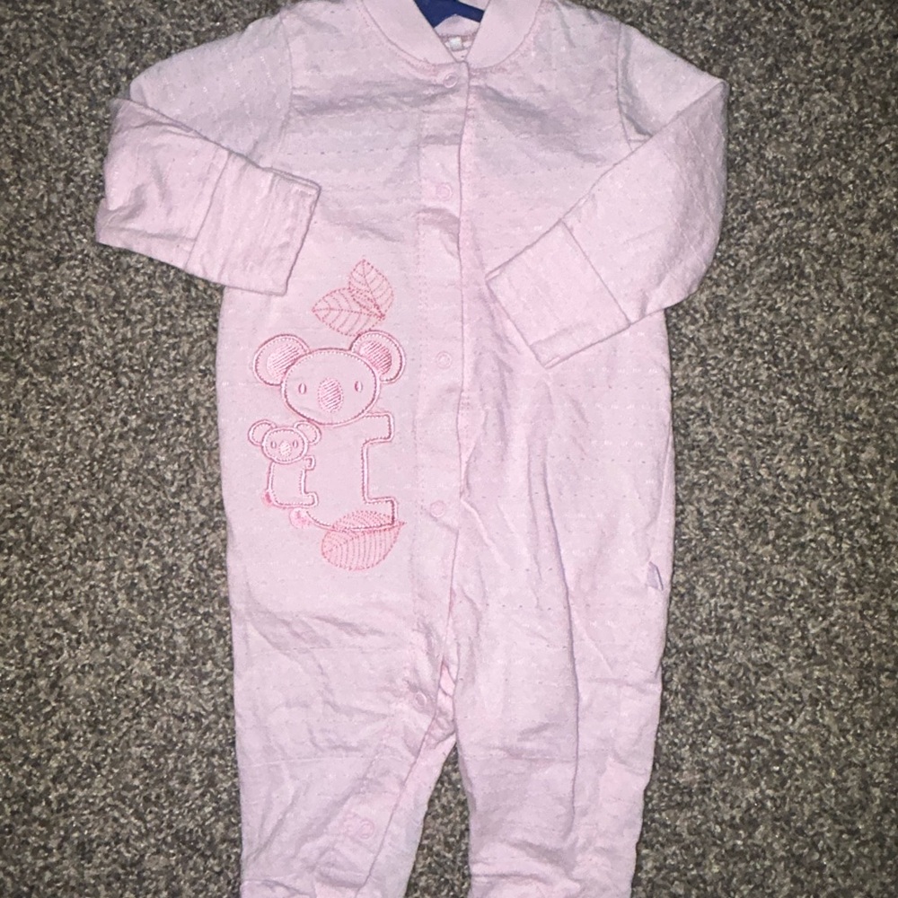 Pink Baby One Piece with Bear Design Vintage 90’s 3 months Lot #1000